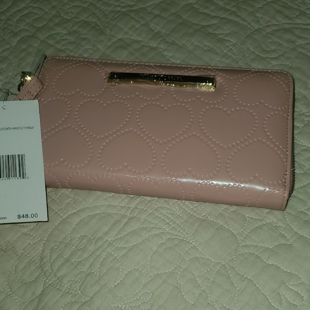 Betsey Johnson Pink Heart-Embossed Wallet